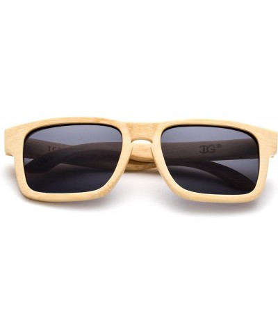 Genuine Handmade Bamboo Sunglasses Anti-Glare Polarized Wooden Spring Hinges with Bamboo box Light Bamboo Smoke $13.20 Cat Eye