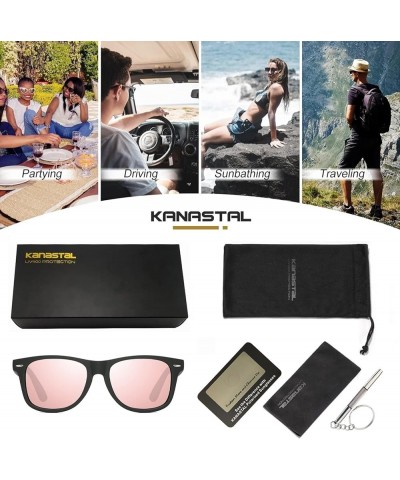 Polarized Sunglasses Men Women Retro Classic Designer Sun Glasses UV400 Protection 【a9】matte Black Frame+ Mirror Pink $8.54 R...