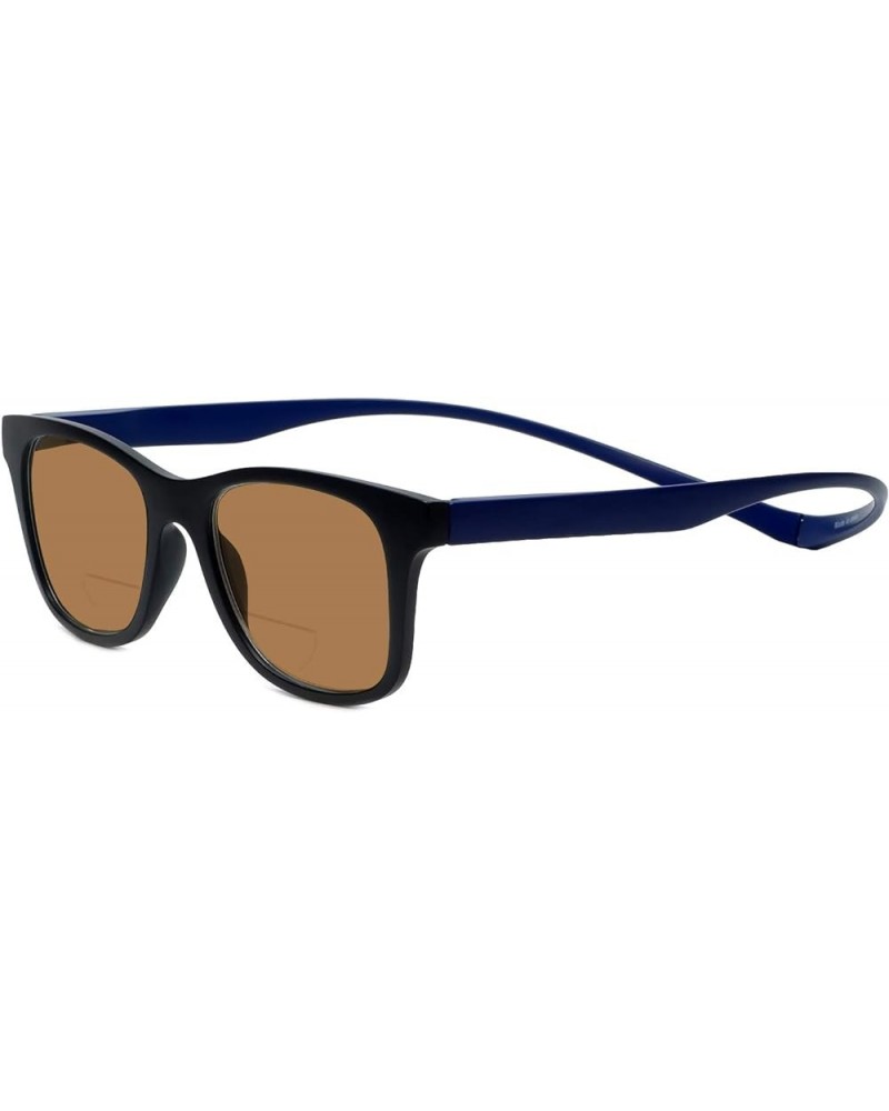 Chelsea Magnetic Polarized BiFocal Sunglasses PICK COLOR&POWER Rear Connecting Frame Matte Black&blue Frame/Amber Brown Lens ...