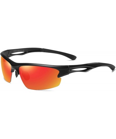 Men Sport Polarized Sunglasses Outdoor Driving Fishing Cycling Sun Glasses TR90 Ultralight F916 C6 Matte Black/Red $11.39 Sport