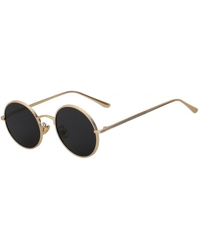 Unisex Men UV400 Round Retro Vintage Sunglasses Women Fashion Glasses Eyeglasses (Gold F Black) $13.27 Round