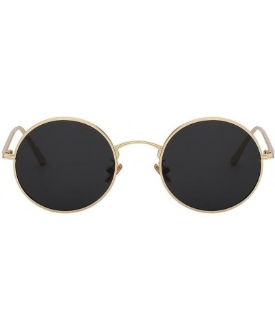 Unisex Men UV400 Round Retro Vintage Sunglasses Women Fashion Glasses Eyeglasses (Gold F Black) $13.27 Round