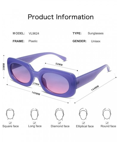 Rectangle Sunglasses for Women Retro Trendy Fashion Glasses Oval Lenses Narrow Thin Square Frame UV400 VL9624 C8 Jelly Very P...