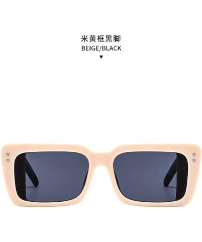 Vintage Square Wide Leg Sunglasses Rice Nail Sunglasses Slim Anti Ultraviolet Sunglasses Rice Yellow Frame Black Feet $3.95 R...