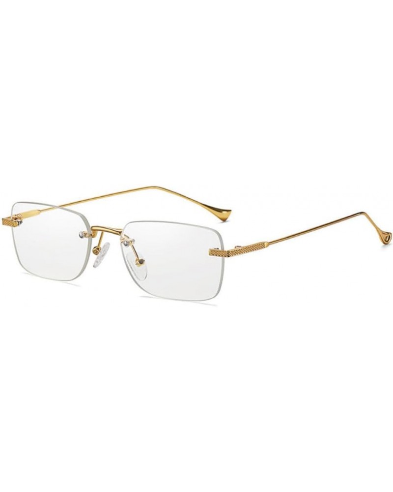 Square Sunglasess Men Rimless Small Frame Colorful Ladies Sun Glasses Gold Metal Gradient Lens Eyewear UV400 Gold Clear $51.2...