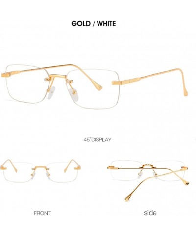 Square Sunglasess Men Rimless Small Frame Colorful Ladies Sun Glasses Gold Metal Gradient Lens Eyewear UV400 Gold Clear $51.2...