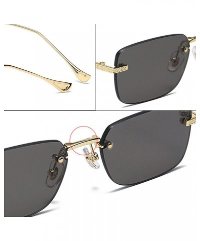 Square Sunglasess Men Rimless Small Frame Colorful Ladies Sun Glasses Gold Metal Gradient Lens Eyewear UV400 Gold Clear $51.2...