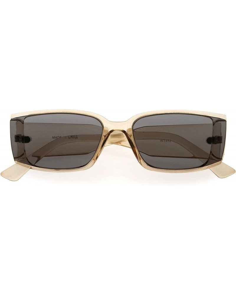 Sporty Chic Neutral Colored Lens Rectangle Sunglasses D275 Clear-tan / Smoke $11.99 Rimless