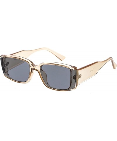 Sporty Chic Neutral Colored Lens Rectangle Sunglasses D275 Clear-tan / Smoke $11.99 Rimless