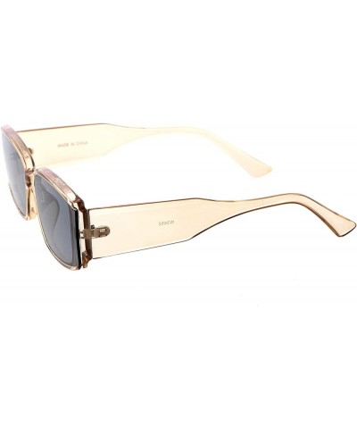 Sporty Chic Neutral Colored Lens Rectangle Sunglasses D275 Clear-tan / Smoke $11.99 Rimless