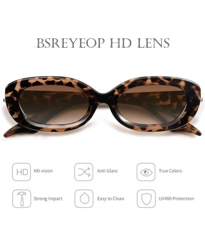 Trendy Small Oval Sunglasses for Women Fashion Vintage Narrow Frame Sun Glasses UV Protection 90s Leopard Frame/Gradient Brow...