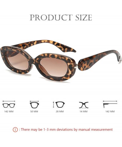 Trendy Small Oval Sunglasses for Women Fashion Vintage Narrow Frame Sun Glasses UV Protection 90s Leopard Frame/Gradient Brow...