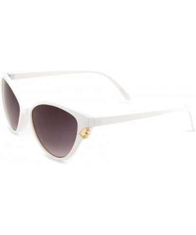 Shell Rhinestone Ornament Cat Eye Sunglasses (Smoke White) Smoke White $8.22 Aviator