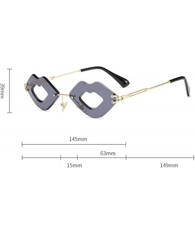 Rimless Lip Shape Sunglasses Women Fashion Unique Sunglasses Irregular Lens Eyeglasses Punk Eyewear Hollow Sun Glasses Gradie...