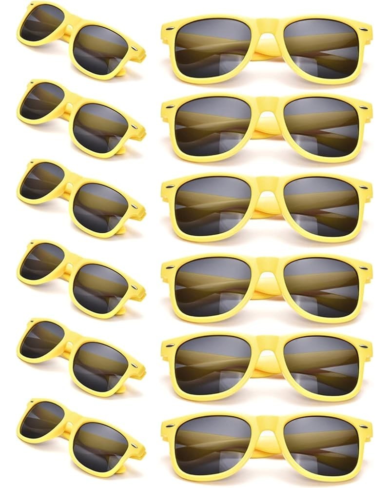 12 Pack Neon Colors Sunglasses Classic Retro Party Favors Sunglasses for Unisex Adult Yellow $9.68 Goggle