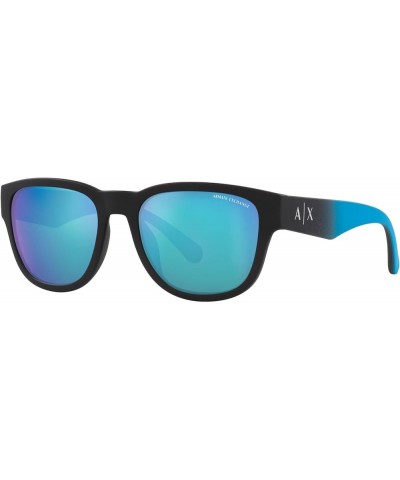 Armani Exchange Man Sunglasses Matte Black Frame, Dark Grey Lenses, 54MM Matte Black/Green Mirrored Light Blue $33.16 Square