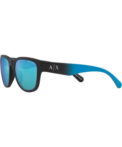 Armani Exchange Man Sunglasses Matte Black Frame, Dark Grey Lenses, 54MM Matte Black/Green Mirrored Light Blue $33.16 Square