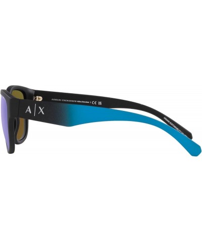 Armani Exchange Man Sunglasses Matte Black Frame, Dark Grey Lenses, 54MM Matte Black/Green Mirrored Light Blue $33.16 Square