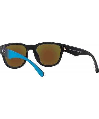 Armani Exchange Man Sunglasses Matte Black Frame, Dark Grey Lenses, 54MM Matte Black/Green Mirrored Light Blue $33.16 Square