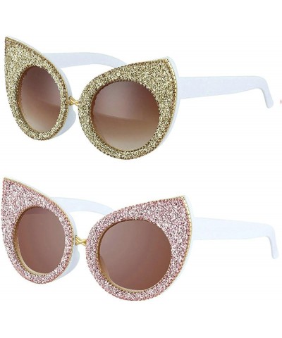 2023 Fashion Oversized Diamond Sunglasses Men Rhinestone Cat Sunglasses Women Crystal Party Sun Glasses 2pcs Gold+pink $9.79 ...