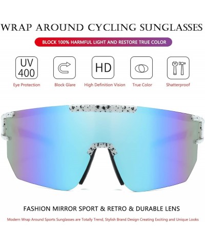 Sports Fan Cycling Sunglasses for Men Women Wrap Around Outdoor Baseball Sun Glasses with Eyewear Rope White/Blue Mirrored $8...