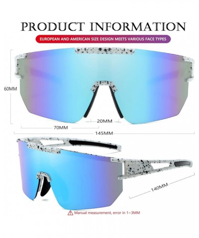 Sports Fan Cycling Sunglasses for Men Women Wrap Around Outdoor Baseball Sun Glasses with Eyewear Rope White/Blue Mirrored $8...