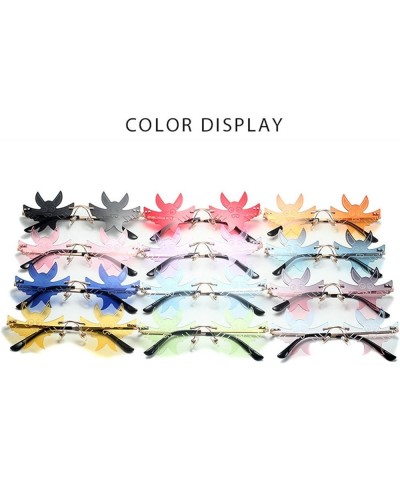 Bat Sunglasses 2022 Trendy Rimless Slim Sun Glasses Novelty Metal Frame Sun Shades Fashion Party Cosplay Eyewear Yellow $10.0...