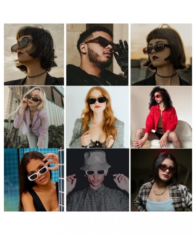 Rectangle Sunglasses for Women Men Trendy Fashion Retro, 90s Y2K Vintage Narrow Square Frame Sunglasses Cool Tea $6.96 Designer