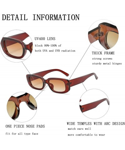 Rectangle Sunglasses for Women Men Trendy Fashion Retro, 90s Y2K Vintage Narrow Square Frame Sunglasses Cool Tea $6.96 Designer