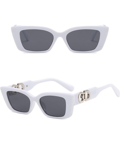 Cat Eye Sunglasses for Womern Men Retro Trendy Double Ring Small Frame Sunglasses UV Protection AM081 White/Grey $7.40 Round