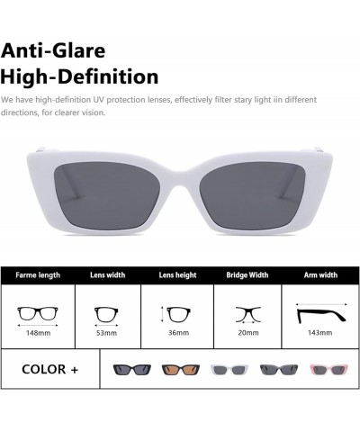 Cat Eye Sunglasses for Womern Men Retro Trendy Double Ring Small Frame Sunglasses UV Protection AM081 White/Grey $7.40 Round