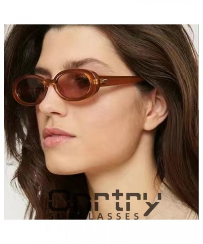 Vintage Small Oval Sunglasses for Women Men 90s Sunglasses Narrow Eyeglasses UV400 Protection 2 Pack A09 Leopard/Gradient Gre...