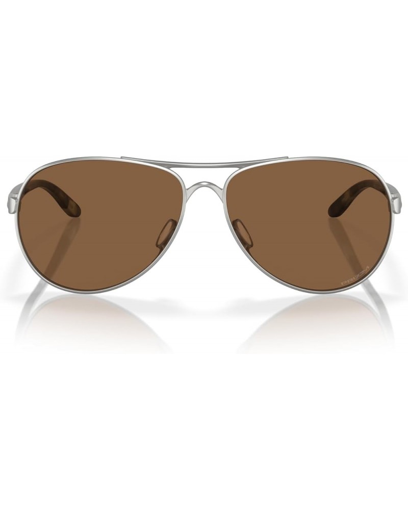 Women's Oo4079 Feedback Aviator Sunglasses Satin Chrome/Prizm Bronze $54.45 Aviator