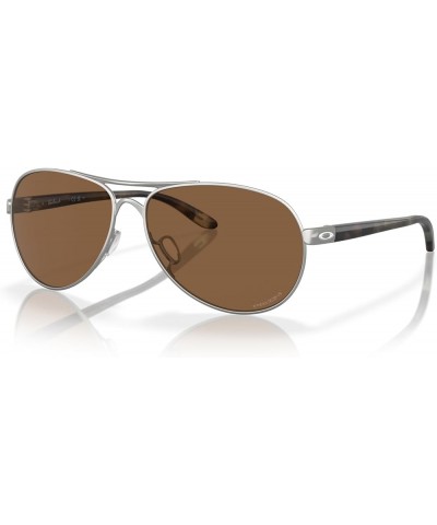 Women's Oo4079 Feedback Aviator Sunglasses Satin Chrome/Prizm Bronze $54.45 Aviator