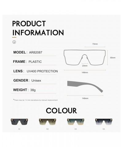 Oversized Square Sunglasses For Women Men Vintage Trendy Classical Gafas De Sol Para Mujer Sun Glasses AR82087 Black+gradient...