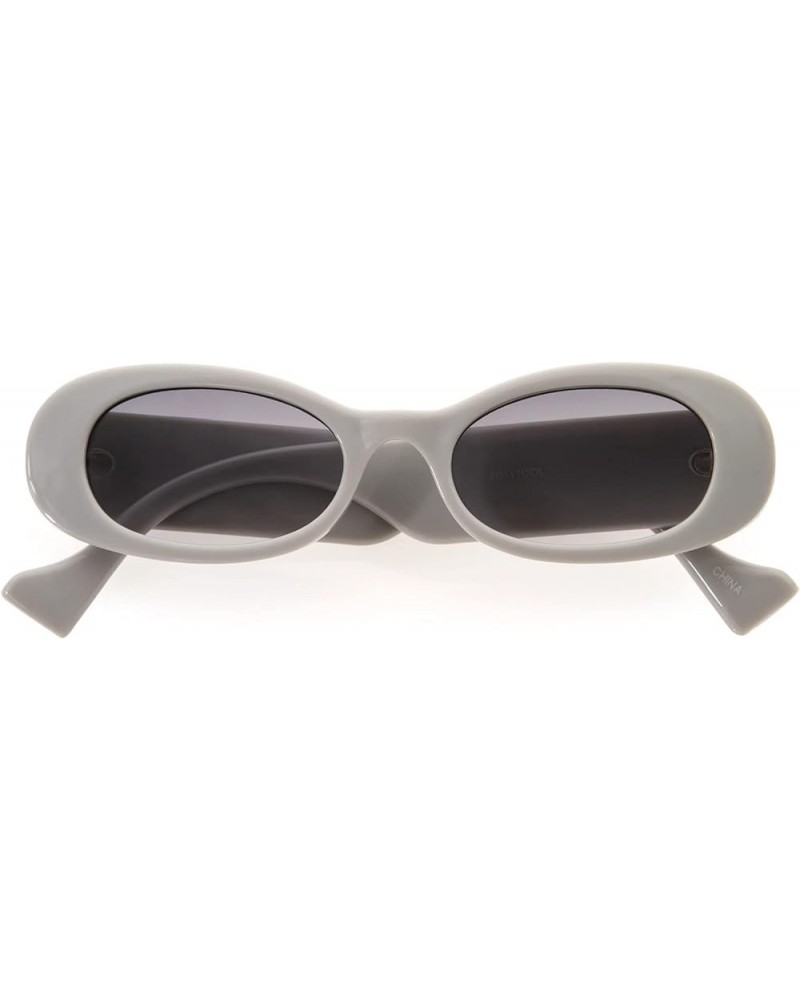 Colorful Pastel Retro Inspired Chunky Oval Sunglasses D296 Gray $10.61 Oval