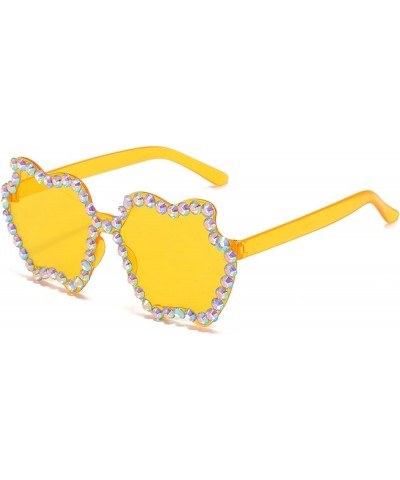 Cute Apple Shaped Rhinestone Sunglasses for Women Vintage Rimless Bling diamond Sun Glasses rave Party Eyeglasses Yellow $10....