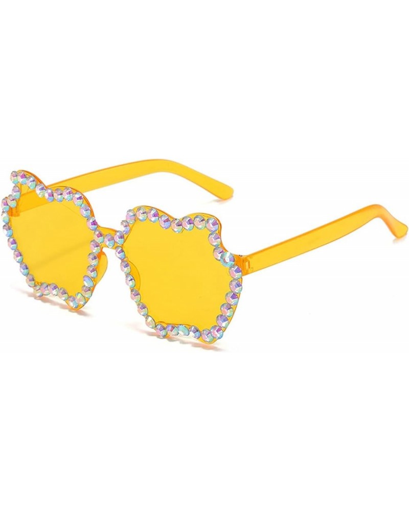 Cute Apple Shaped Rhinestone Sunglasses for Women Vintage Rimless Bling diamond Sun Glasses rave Party Eyeglasses Yellow $10....