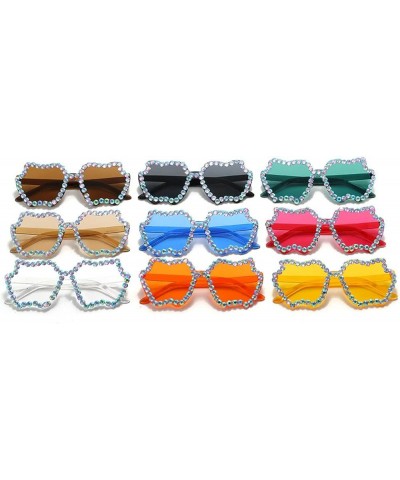 Cute Apple Shaped Rhinestone Sunglasses for Women Vintage Rimless Bling diamond Sun Glasses rave Party Eyeglasses Yellow $10....