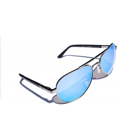 Sunglasses Raconteur II: Polarized Lens with Metal Aviator Frame Matte Gunmetal Frame With Blue Water Lens $92.48 Aviator