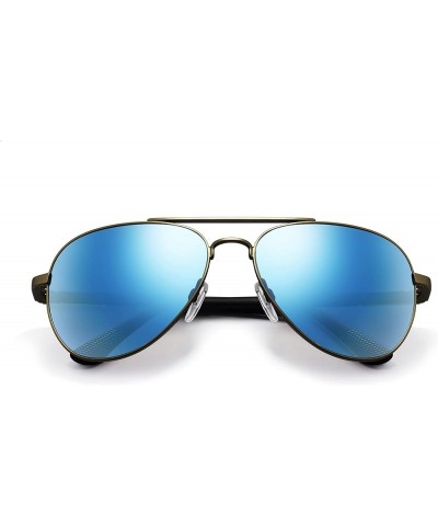 Sunglasses Raconteur II: Polarized Lens with Metal Aviator Frame Matte Gunmetal Frame With Blue Water Lens $92.48 Aviator