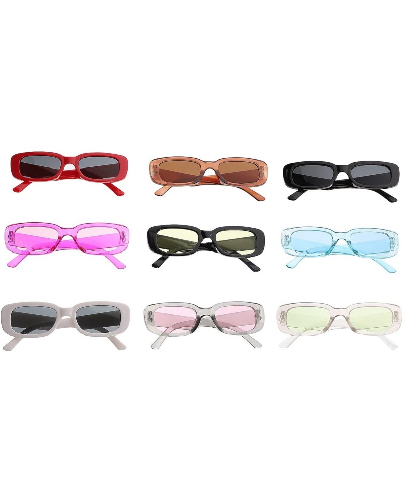 9pcs Sunglasses Retro Vintage Fashion Glasses for Women Oversized Glasses for Women Mens Shades Rectangular Glasses Bulk Shot...