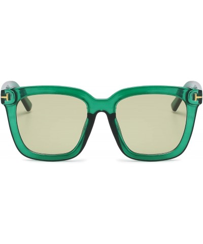 Sunglasses for Women Square Full Rim Diamond Frame UV400 Gradient Lenses Fashion Glasses OS9621 Green/Green $8.15 Square