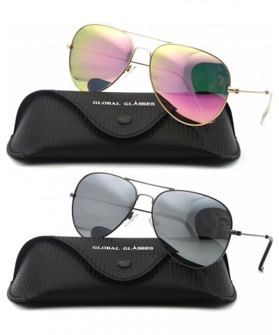 Metal Sunglasses Fashion UV400 Polarized Lens Gold Frame Pink Lens + Gun Metal Frame Silver Lens 100% UV Protection $32.71 Av...