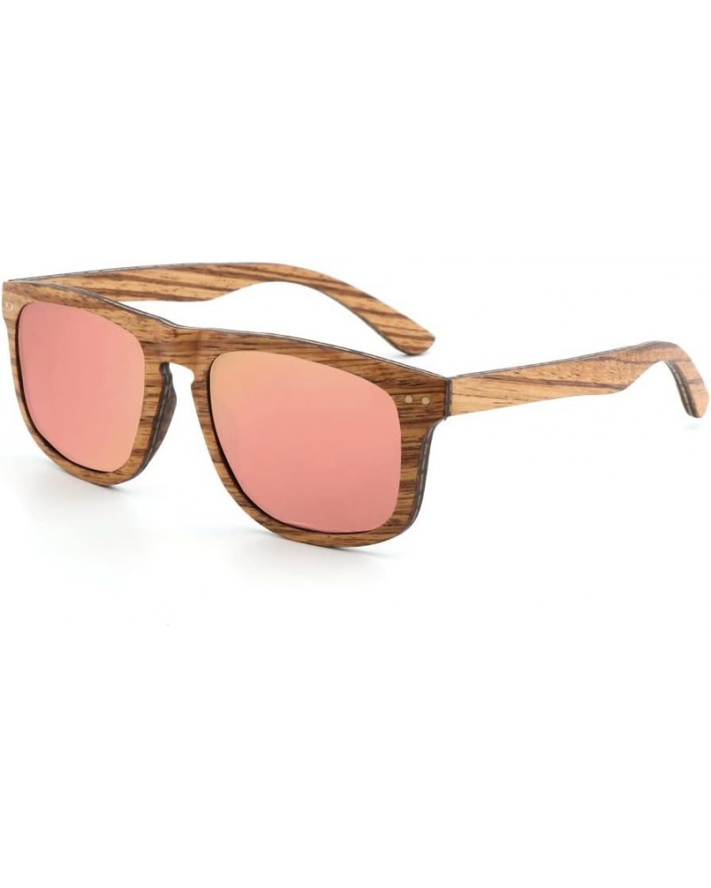 Men Wood Polarized Sunglasses Vintage Wooden Frame Pink $19.23 Oval