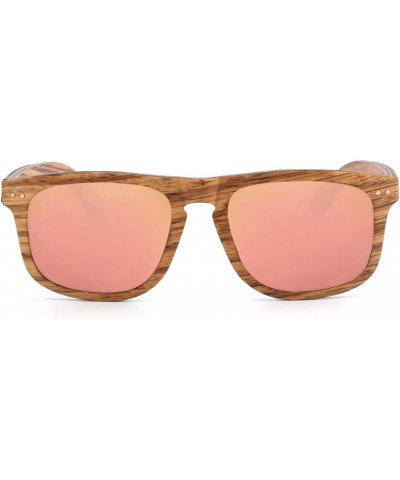 Men Wood Polarized Sunglasses Vintage Wooden Frame Pink $19.23 Oval