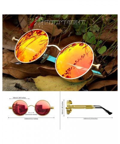 Gothic Steampunk Round Polarized UV400 Protection Sunglasses Unisex Street Outdoor Golden Frame/Red Lens $10.28 Goggle