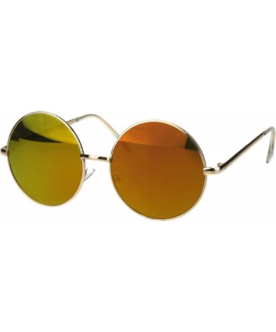 Round Circle Metal Frame Sunglasses Womens Fashion Mirror Lens UV 400 Gold (Orange Mirror) $9.25 Round