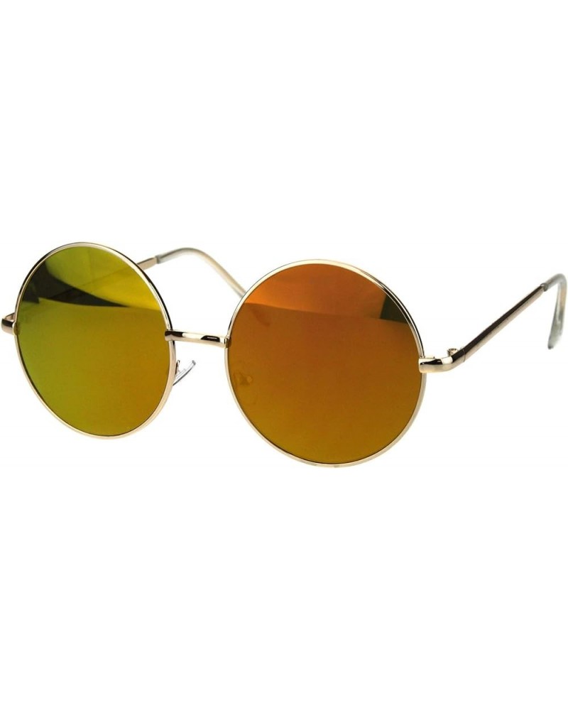 Round Circle Metal Frame Sunglasses Womens Fashion Mirror Lens UV 400 Gold (Orange Mirror) $9.25 Round