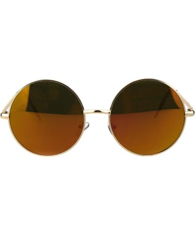 Round Circle Metal Frame Sunglasses Womens Fashion Mirror Lens UV 400 Gold (Orange Mirror) $9.25 Round